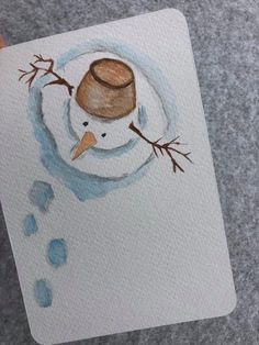 a drawing of a snowman with a hat on it's head is shown