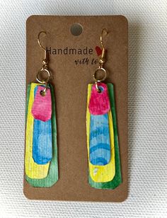 Handpainted Dangle Earrings Watercolor Earrings, Watercolor Jewelry, Paper Jewellery, Paper Jewelry, Earrings Etsy, Jewelry Creation, Jewelry Earrings Dangle, Etsy Earrings, Dangle Drop Earrings