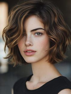 Explore Chic and Versatile Short Wavy Hairstyles Very Thick Hair Hairstyles, Stacked Bob Wavy Hair, Medium Short Curly Haircuts, Short Hairstyle Women Wavy Hair, Thick Wavy Bob, Short Curly Bob Haircuts, Fall Haircut, Short Wavy Pixie, Short Wavy Hairstyles