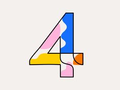 the number four is made up of colorful shapes