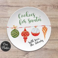 a plate with cookies for santa on it