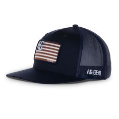 The AG American Flag Trucker Hat is built on the traditional Richardson design for function and comfort. Crown:CVC Twill: Cotton 60%, Poly 40%Mesh:Poly Mesh: 100% Polyester Style: A3000003 American Flag, Trucker Hat, Flag, Crown, Mesh, Navy, Hats, Design