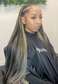 Follow for similar pins Half Braids Half Sew In Weave Blonde, Half Sewin Half Feedin Braids, Sew In Fulani Braids, Fulani Sew In Hairstyles, Blonde Fulani Braids With Curls, Fulani Sew In, Half Fulani Braids Half Sew In, Braids With Weave Hairstyles, Fulani Braids With Sew In