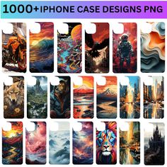 the phone cases are designed to look like paintings