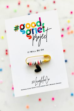 the good girl project brochure is displayed on a white background with colorful sprinkles