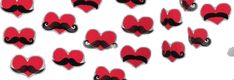 red and black mustaches are arranged in the shape of hearts