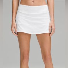 Worn A Few Times Just Didn’t Fit Me Right But Almost Brand New! Pace Rival Mid Rise Skirt, White Golf Skirt, Lululemon Tennis Skirt, Low Rise Skirt, Lululemon Pace Rival, Lululemon Skirt, White Tennis Skirt, White Long Skirt, Running Skirts