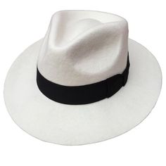 PRICES MAY VARY. White Color, NOTICE: It is more like Milk-White Color. NOT Stark White SIZE: 23 1/4- 23 1/2 Inches Hard Felt Fedora - It is Wool felt material, Hard sturdy felt, NOT crushable fedora. In order to keep it always in nice fedora shape, factory add some material to make wool felt hard, hat will be back softer once be heated by steam. Hat Deform can be restored by steam.----We are not sure if Amazon pack it very well each time, Any dent or deform on top or brim of hat, it can be repa White Fedora Hat, White Fedora, Fedora Hat Men, Milk Color, Wool Fedora Hat, Black Sweats, Sheer Socks, Wool Fedora, All White Outfit