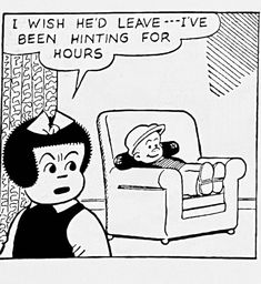 a comic strip with an image of a person laying in a chair and another cartoon character sitting on the couch