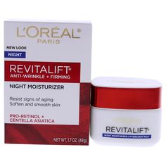 L'Oreal Revitalift Anti-Wrinkle and Firming Night Moisturizer by LOreal Professional for Unisex - 1.7 oz Moisturizer Loreal Professional, Loreal Revitalift, Firming Eye Cream, Skin Care Lotions, Night Moisturizer, Firm Skin, L Oreal, Reduce Wrinkles, A Plus