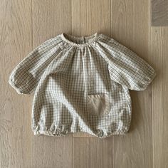 Baby Long Sleeve Pocket Plaid Romper (3-18m) - 2 Colors | AT NOON STORE Plaid Romper, Dream Kids, Hair Socks, Mom Hats, At Noon, Brown And Beige, Baby Outfits, Sleeved Romper, Long Sleeve Romper