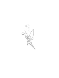 a black and white drawing of a fairy with stars on it's back side