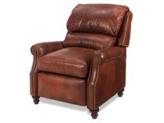 a brown leather recliner chair with nail polishing