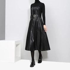 Musset Vegan Leather Dress – Marigold Shadows Punk Rock Dress, Chest Plate, Black Leather Dresses, Vintage Style Dresses, Mode Inspo, Slim Dresses, Leather Dresses, Loose Dress, Leather Dress