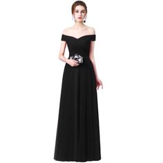 Off Shoulder &amp; Bow Belt Celebrity Dress By Solid Charm Fitted Black Chiffon Evening Dress, Black Chiffon Evening Dress For Banquet, Black Fitted Chiffon Evening Dress, Black Sleeveless Chiffon Evening Dress, Sleeveless Black Chiffon Evening Dress, Black Chiffon Maxi Dress For Evening, Black Chiffon V-neck Evening Dress, Black Chiffon Evening Dress For Summer, Black A-line Chiffon Maxi Dress