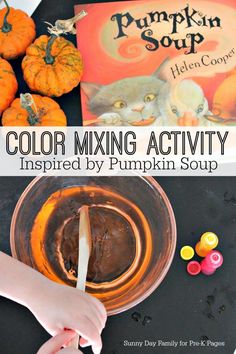 the color mixing activity for pumpkin soup