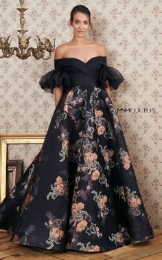 Gown Off Shoulder, Floral Couture, Mnm Couture, Couture Gown, Overlay Skirt, Ball Gown Skirt, Floral Gown, Design Dresses, Gowns With Sleeves