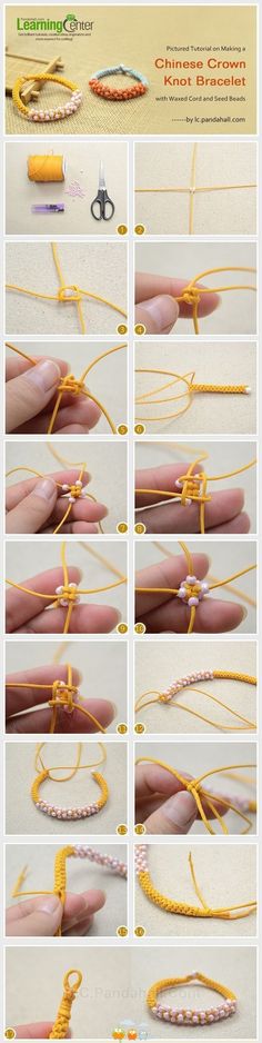 instructions to make bracelets with string and beads