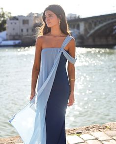 Midi Dress Blue Bardot Neckline | Guests THE-ARE Simple Dress Wedding Guest, How To Style A Blue Dress, Funky Formal Dresses, Strapless Wedding Guest Dress, Blue Wedding Outfit, Blue Wedding Guest Dress, November Wedding Guest Outfits, Wedding Guest Dress Spring, Fashion Wedding Guest