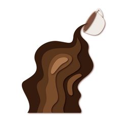 a paper cut out of a woman's hair with a cup of coffee in it