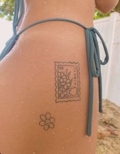 Cute Small Earthy Tattoos, Costa Rica Stamp Tattoo, Cutie Tattoo Simple, Such A Pretty Garden Tattoo, Mismatching Tattoos, California Themed Tattoos, Costal Tattoos, Singapore Tattoo Ideas, Hawaii Stamp Tattoo