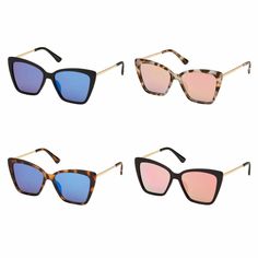 Chic and Modern Sunglasses Cat-eye Mirrored Lens 100% UV protection Modern Sunglasses, Cardigan Sweater Dress, Blue Gems, Mule Sandals, Sunglasses Sale, Toys For Girls, Shoes Heels Boots, Earring Necklace, Cat Eye Sunglasses