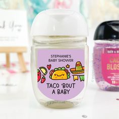 fiesta baby shower hand sanitizer favor labels for Bath and Body Works PocketBac sanitizer Hand Sanitizer Baby Shower Favor, Hand Sanitizer Favors, Baby Drink, Taco Bout A Baby, Butterfly Baby Shower Decorations, Baby Party Favors, Baby Shower Hand Sanitizer, Personalized Baby Shower Favors