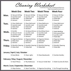 a cleaning checklist is shown with the words'cleaning worksheet'on it