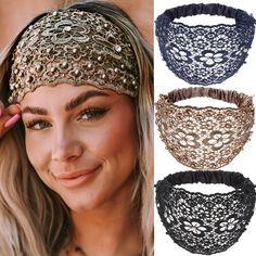 Faster shipping. Better service Floral Hairband, Stile Boho Chic, Boho Chique, Edges Hair, Embellished Headbands, Stil Boho, Braid Hair, Beaded Headband, Lace Headbands