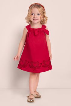 Toddler Girl red Valentine's Day dress Includes: 1 dress Your favorite girl will look perfect in this adorable dress on Valentine's Day. Dress is premium quality light fabric and airy which is great for warmer areas or pair stockings for colder areas. Material: 100% cotton Features: sleeveless red round neck knee length dress features heart pattern along the end of dress. Sweet causal dress fit for any little Princess. Design: one-piece dress is fit for any little diva! Occasion: Perfect for parties, Valentine's Day, birthdays, photos, performances, leisure or any occasion. Ideal gift: This dress is a perfect gift for any little girl. Machine wash cold water hang to dry. Heart Dress Outfit, Red Valentines Day Dress, Red Heart Dress, Valentine's Day Dress, Pink Heart Dress, Pink Baby Dress, Princess Design, Simple Frocks, Valentines Day Dresses