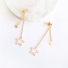 Stars Earrings, Hammered Hoop Earrings, Simple Stud Earrings, Retro Jewelry, Dangly Earrings, Girly Jewelry, Lovely Jewellery, Simple Earrings