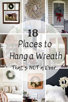 So Many ways to decorate with wreaths! Love all of the wreath inspiration here. 18 places to hang a wreath Where To Hang Wreaths In House, Wreath Placement Ideas, Wreath In Living Room, Decorating With Wreaths Indoors, Indoor Wreath Ideas Living Rooms, Wreath Wall Decor Living Room, Wreath Hanging Ideas, Wreath On Wall, Living Room Wreath