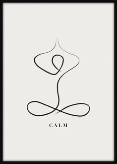 a black and white photo with the word calm in it's center, surrounded by an image of a woman doing yoga