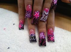 Trashy Nail Art, Chunky Y2k Nails, Duck Nails Acrylic, Flare Nails, Basic Nails