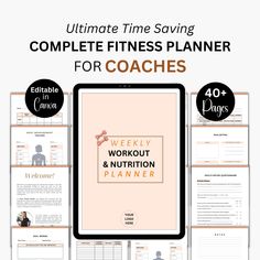 the ultimate guide to complete fitness planner for coach's work out and nutrition planner