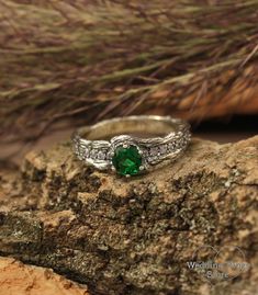 Dainty Emerald and Twig Engagement Ring. Perfect Statement Gemstone Ring. Vintage Style Silver Wedding Band. Ideal Girlfriend Birthday Gift - Etsy Nature-inspired May Birthstone Jewelry, Unique Emerald Ring With Center Stone As Gift, Nature-inspired Sterling Silver Emerald Ring For Anniversary, Nature-inspired Ring With May Birthstone For Gift, Nature-inspired Emerald Jewelry For Anniversary, Nature-inspired May Birthstone Jewelry For Anniversary, Unique Green Emerald Anniversary Ring, Green Promise Rings With Nature-inspired Style, Nature-inspired Solitaire Jewelry For Weddings