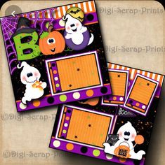 three halloween photo frames with ghost and pumpkins on the front, one is for boo