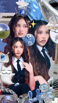 the collage shows two young women in school uniforms