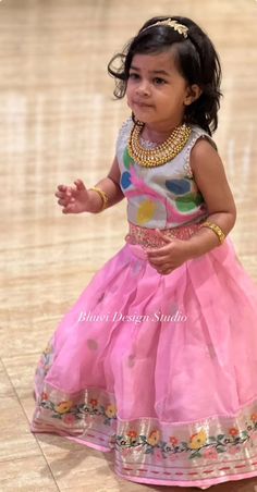 Pattu Langa For Kids, Lehanga Models, Traditional Baby Dresses, Baby Lehenga, Indian Dresses For Kids, Pattu Langa, Kids Dress Collection, Girls Dresses Diy