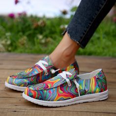 Stay comfortable in style with these Marble Colorful Women's Canvas Sneakers. Crafted with a flat sole and low-top profile, these slip-on shoes offer superior cushioning and arch support for all-day wear. The colorful marble design adds a stylish finish. Item ID : GW15019 Patterned : Camouflage Material : Fabric Toe Style : Round Toe All-season : All-season Multicolor Flat Slip-ons, Comfortable Lace-up Flats For Spring, Trendy Low-top Flats With Rubber Sole, Comfortable Slip-on Low-top Flats, Casual White Low-top Flats, Casual Sneakers With Flat Bottom For Spring, Casual Spring Canvas Shoes With Flat Bottom, Casual Flat Bottom Sneakers For Spring, Comfortable Canvas Shoes With Cushioned Footbed And Flat Heel