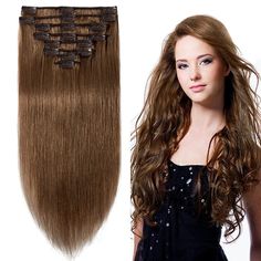 This extension set is 100% Remy human hair. They are clip in extensions designed to boost hair volume to add extra length.  Hair Grade: AAA Remy Pack Size: Full  Head Hair Weight: 90g Hair Care: The hair can be dyed, curled or treated just like your own hair.    Included: 1 pack with 6 weft pieces: 2x3 clips, 4x2 clips, 4x1clips How many hair pieces in this deluxe Full Head set:  This hair volume in this set will cover full head. You may need 2 sets for high volume full head makeover.  2piece 8 Extension Designs, Human Hair Clip Ins, Hair Volume, Head Set, 100 Remy Human Hair, Clip In Extensions, Head Hair, Volume Hair, Clip In Hair Extensions