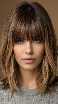 medium length hairstyles with bangs and layers Medium Length Haircut With Long Bangs, Haircut With Long Bangs, Medium Length Hairstyles With Bangs, Medium Length Hairdos, Bangs And Layers, Layers Medium, Medium Length Hairstyles, Bangs With Medium Hair, Medium Length Haircut