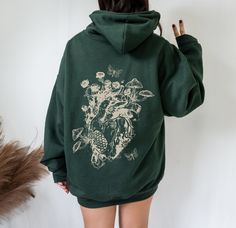 Moth Hoodie, Frog Hoodie, Mushroom Hoodie, Moon Hoodie, Moon Sweatshirt, Alt Clothes, Brown Hoodie, Aesthetic Hoodie, Cute Sweatshirts