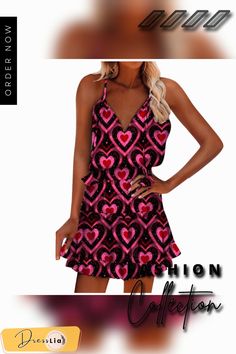 Fashion Short V-neck Pullover Print Sling Dress V-neck Sundress For Night Out, Pink V-neck Halter Dress For Night Out, Pink V-neck Halter Dress For Date Night, Spring V-neck Sundress Halter Dress, Trendy V-neck Party Sundress, Summer V-neck Suspender Dress For Day Out, Pink V-neck Suspender Dress For Summer, Casual V-neck Suspender Dress For Vacation, Pink V-neck Suspender Dress