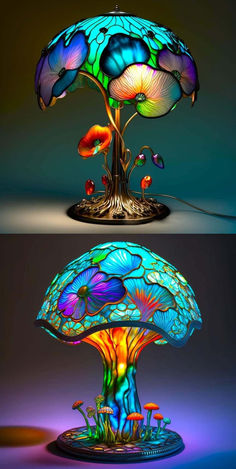 the lamp has been made to look like a mushroom