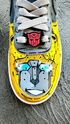 Transformers Nike Air Force 1's - Etsy Hand Painted Yellow Sneakers For Streetwear, Custom High-top Sneakers With Rubber Sole, Custom Sneakers For Streetwear, Custom Sneakers With Round Toe For Skateboarding, Custom Hand Painted Yellow Sneakers, Custom Lace-up Sneakers With Rubber Sole, Custom High-top Sneakers, Custom Sneakers For Streetwear With Rubber Sole, Custom Low-top Skateboarding Sneakers