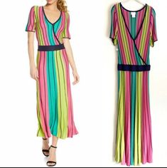 Foxiedox Fern Striped Sweater Dress Short Sleeve Lined Size Medium Fitted Multicolor V-neck Maxi Dress, Striped Fitted A-line Maxi Dress, Fitted Multicolor Maxi Dress For Day Out, Striped Fitted V-neck Midi Dress, Fitted Multicolor Maxi Dress For Spring, Fitted Multicolor Midi Dress For Day Out, Striped V-neck Fitted Dress, Fitted Striped Short Sleeve Maxi Dress, Fitted Striped V-neck Dress