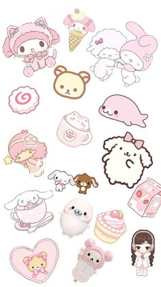 many different types of stickers on a white surface, including animals and sheeps