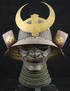 Greetings- For sale is an antique Japanese Kabuto helmet from the Edo period. Included is the Mempo and Maedate as pictured. I bought this about 3 or 4 years ago from a dealer and has been on display Mask Tattoo Stencil, Warrior Helmet Tattoo, Japanese Samurai Mask Tattoo, Helmet Tattoo Design, Japanese Samurai Mask, Traditional Japanese Samurai, Japanese Samurai Armor, Samurai Mask Tattoo, Kabuto Helmet