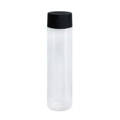 a plastic bottle with a black lid